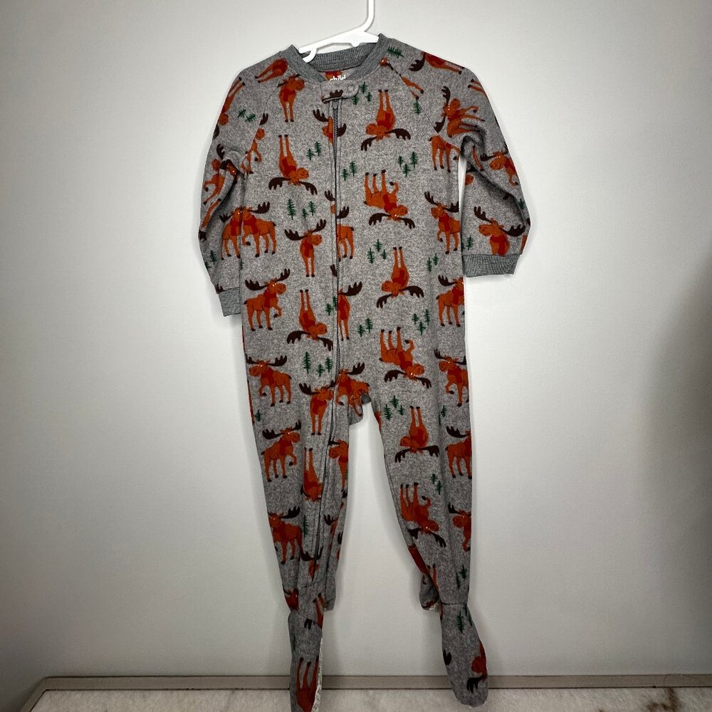 CARTER'S CHILD OF MINE TODDLER FLEECE MOOSE BLANKET SLEEPER PAJAMA 24m